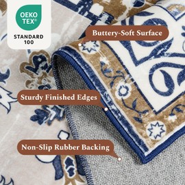 5x7 Area Rug for Living Room, Machine Washable Area Rugs with Non-Slip Backing, Large Soft Thick Boho Vintage Rug for Bedroom, Dining Room, Low Pile Farmhouse Carpet, Kids Pet Friendly, Olive Brown