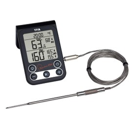 TFA-Dostmann Kitchen Digital Cooking Chamber and Barbecue Thermometer for Controlling Core Temperature, Black Plastic, 6 x 2 x 10 cm