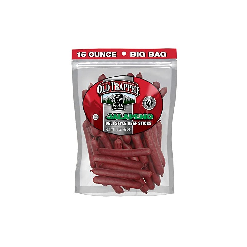 Old Trapper Deli-Style Beef Sticks, Jalapeño Flavor, 15-Ounce Package, Spicy