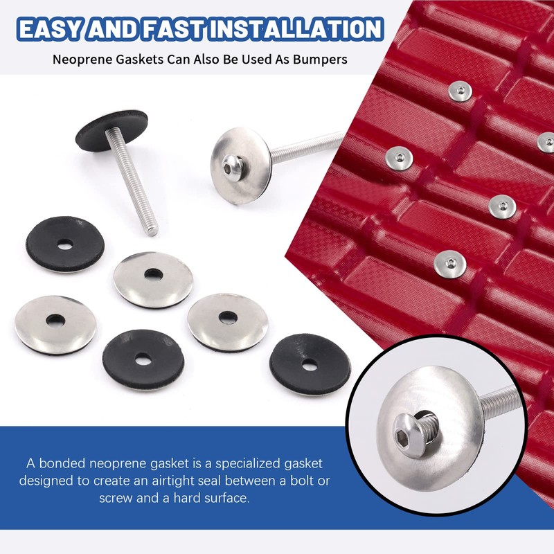 Glarks 120Pcs M5.5x25 Stainless Steel Neoprene Backed EPDM Bonded Sealing