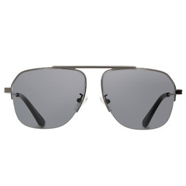 DUCO Retro Aviator Sunglasses for Mens Womens Semi-Rimless Non-Polarized Trendy Sun Glasses Metal Frame for Driving Gunmetal Grey DC3035