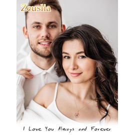 Zeuslia Rose Heart Birthstone Necklaces for Women, 925 Sterling Silver Women Pendant Necklace, Mother's Day Birthday Anniversary Jewelry Gifts for Wife Girlfriend Mom Grandma Daughter, Sterling