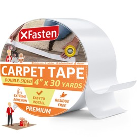 XFasten Double Sided Carpet Tape for Area Rugs, 4 Inch x 30 Yards – Heavy Duty Anti Slip Rug Grip Tape, Works as Rug Gripper, Residue Free, Wood Safe, Easy Removal for Hardwood and Laminated Floors
