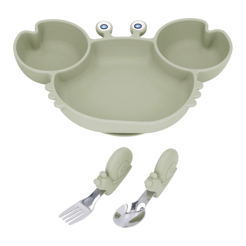 3pcs Toddler Divided Plate Set Silicone Baby Suction Plate Anti