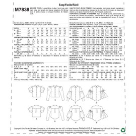 McCall's Patterns McCall's Loose Fit Women's Button-Up Blouse Sewing Patterns, Sizes 6-14