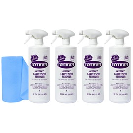 FOLEX FOLEX 32 oz Instant Carpet Spot Remover Carpet Cleaner with Reusable Cleaning Cloth - Removes Pet Accidents, Grease, Red Wine and More (4 Pack)