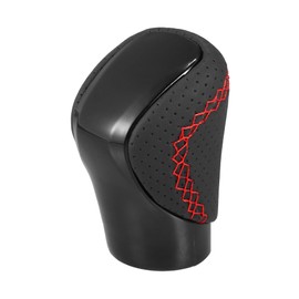 A ABSOPRO Gear Shift Knob for Lexus Black Faux Leather Red Thread Perforated