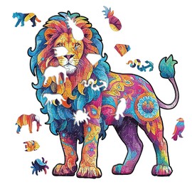 Wooden Jigsaw Puzzles Maine Coon Lion Wooden Puzzles for Adults-LION