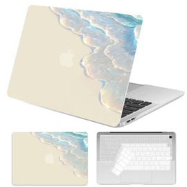Seorsok Compatible with MacBook Air 13 Inch Case 2022 2021 2020-2018 Release A1932 A2179 M1 A2337 Touch ID,Sparkly Glitter Blue Sea Waves Plastic Hard Case with Transparent Keyboard Cover,Sea Waves