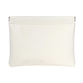 Ksriylm Leather Makeup Pouch for Women Small Make Up Bag for Purse Self-Closing Waterproof Initial Pattern Makeup Cosmetic Bags Pouches for Purse Aesthetic Travel Toiletry Bag, Pure White