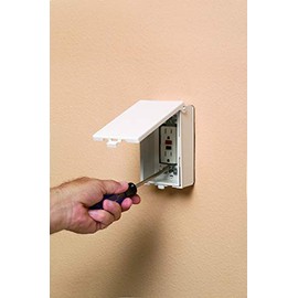 Arlington 60VW-1 Low Profile IN-AND-OUT Weather Proof Outlet Cover with Wall Plate for New or Existing Construction, Vertical, White, 1-Pack