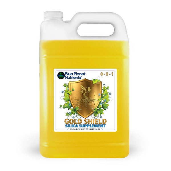 Gold Shield Silica Supplement for Plants (1 Gal/128 oz) Ultra Concentrated | Makes UP to 3,700 GALLONS | for All Plants & Gardens | Strengthen Plants | Blue Planet Nutrients