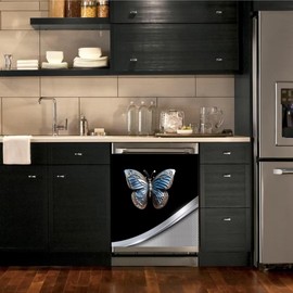 Decorativemagnet Butterfly Dishwasher Magnet Cover, Stainless Steel, 23W x 26H Inches, 1 Count, PET Material