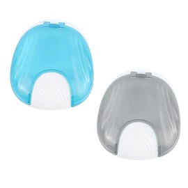 Thoquene Pack of 2 dental splint box, box for dentures, portable braces box (light blue, grey)