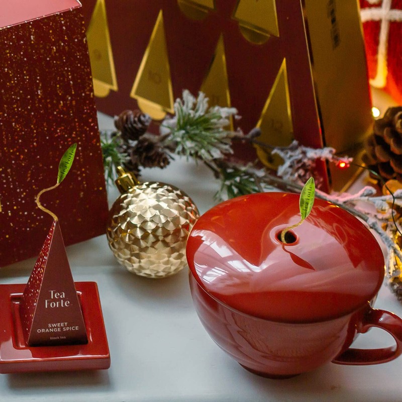 Tea Forte Cafe Cup Ruby Red Porcelain Tea Cup and