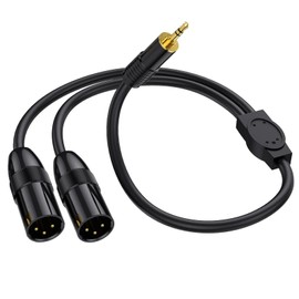 LOKEKE XLR to 3.5mm Y Splitter Adapter Cable, Jack Stereo Male to Dual XLR Male Audio Microphone Cable for Microphone, Sound Card, Camcorder and More