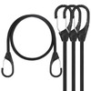 Joneaz Carabiner Bungee Cords with Hooks 48 inch Black, 4-Piece