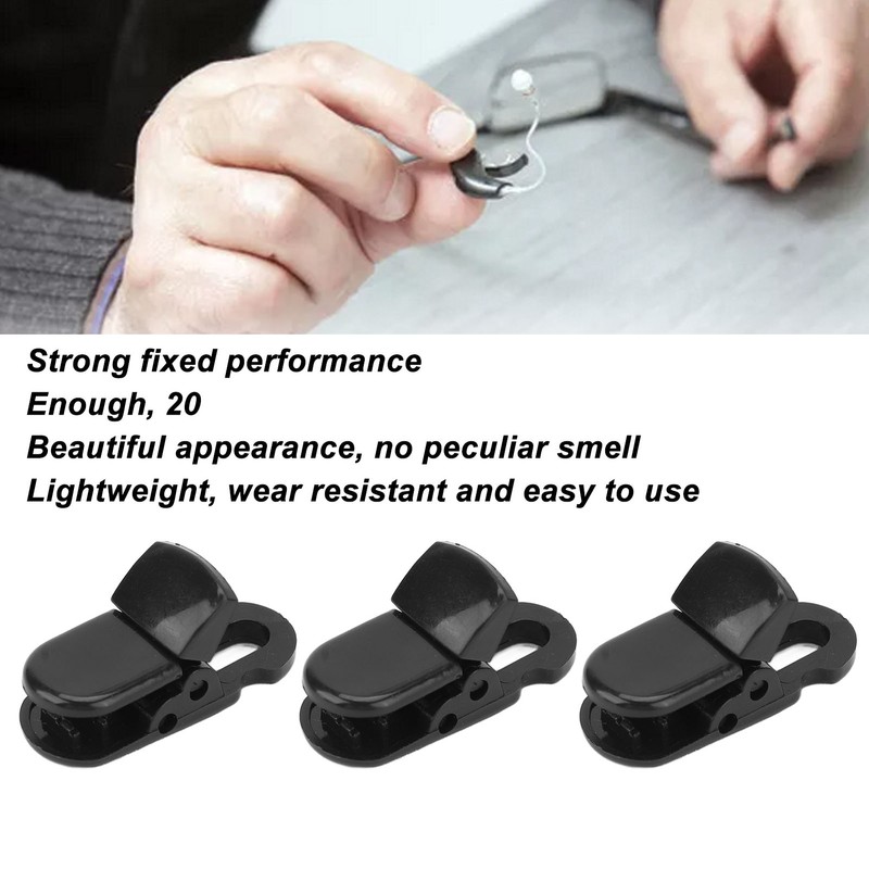 20Pcs Hearing Aid Lanyard Clip Good Fixation Multifunctional Odorless Black