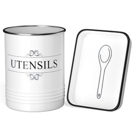 HOMECREDIBLES Farmhouse Utensil Holder For Countertop With Spoon Rest Kitchen Utensil Holder For Countertop Farmhouse Utensil Holder For Countertop Farmhouse Spoon Rest for Stove Top