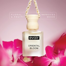 Evair Car Air Freshener with Essential Oils Fragrance in Glass Bottle with Wooden Diffuser Lid | 10 ml - Pack of 1 (Oriental Bloom)