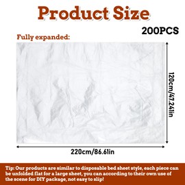Aphumedc 200pcs Plastic Sheeting for Body Wrap, 86x47 Inch Sauna Bag Liners, Disposable Sauna Wrap, Thicken Bag Infrared Blanket for Beauty, Sauna Accessories for Beauty Salon Spa Therapy