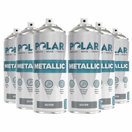 Polar Metallic Silver Spray Paint - 6 x 400 ml | Multi-Purpose Interior & Exterior Use | Ideal Silver Spray Paint For Metal, Wood, Glass, Plastic, Ceramics & Ornaments | Quick Drying | Easy to Apply