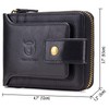 BULLCAPTAIN Mens Genuine Leather Zipper Wallet RFID Blocking Bifold Zip