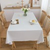 LIBERECOO Vinyl Tablecloth with Flannel Backing, Solid White, Waterproof, Stain-Resistant,