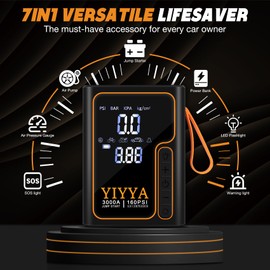 Car Jump Starter with Air Compressor, 3000A Car Battery Jumper Starter Portable with 160PSI Dual Pump Tire Inflator 12V Jump Box for Car Battery Jump Pack (All Gas/12L Diesel)