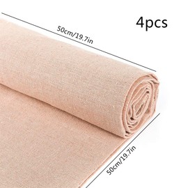 4 Pieces Natural Linen Needlework Fabric,Making Garment Ctaft,20 Inch Linen Fabraic for Upholstery Flower Pot Decoration and Tablecloth,White (4 Pieces Beige)