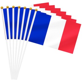 Yamiuo 50 Pack France Mini Stick Flag, French Hand Held Small Miniature Stick Flag, National Country Flag for Party Decorations, Outdoor Decoration, Festival Events Celebration, World Cup, Sports Events, International Festival (France)