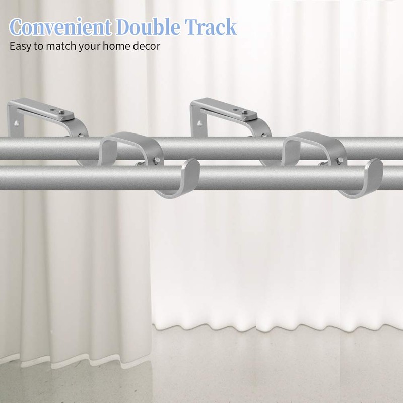Anndason Heavy Duty Curtain Rod Brackets Adjustable Double Rod Holders