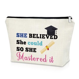 Sazuwu Mastered It Gifts Graduation Gifts for Daughter from Parents Travel Makeup Bags Cosmetic Organizer Bag Inspirational Graduation Gifts for Women Masters Degree Graduation Gifts for Her