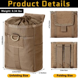 GliCraft 4 Pack Molle Dump Pouch Foldable Tactical Military Pouch for Belt Drawstring Magazine Utility Pouch Waist Bag(Khaki)