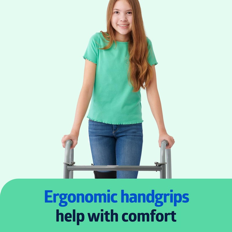 Medline Lightweight Junior/Lower Height Folding Walker with 5” Wheels