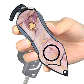 Stinger Personal Alarm Keychain Emergency Tool, Safety Panic Alarm Siren, Seat Belt Cutter, Glass Breaker, Security Device for Women Men Kid, Design in USA (Pink Marble)
