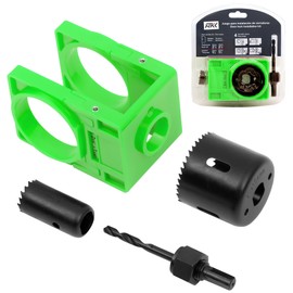 RKK Door Knob Hole Saw Kit, Deadbolt Installation Kit with Door Knob Jig Kit Door Lock Installation Kit Door Hole Drilling Kit for Wooden Doors (Green)