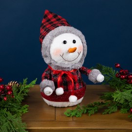 Northlight Jolly Baby Snowman with Plaid Coat Christmas Figurine - 7.5"