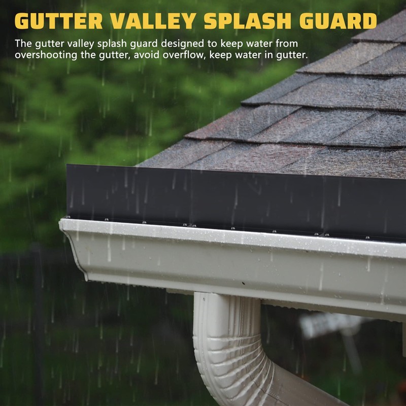 Powrocket 4 Pack Aluminum Gutter Valley Splash Guard,Keep Water from