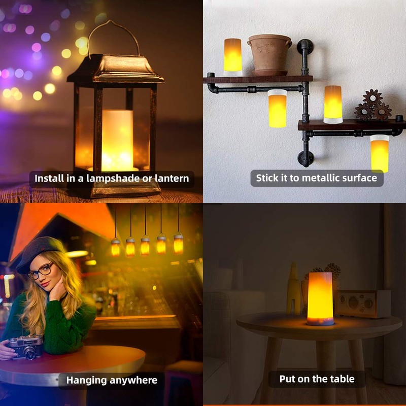 PDGROW LED Flame Lights with Remote Timer, Flame Lamp 4