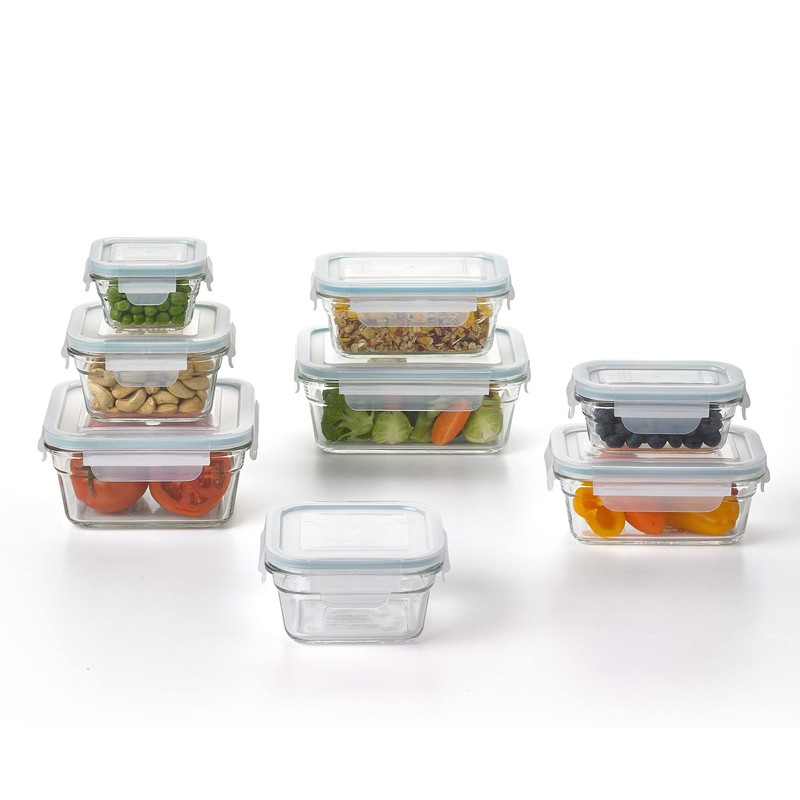 Glasslock Tempered Glass Food Storage Containers with Lids for Household