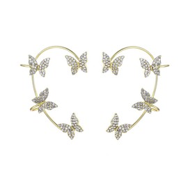 1 Pair Zircon Butterfly Earrings for Women CZ Butterfly Ear Cuff Wrap Crawler Earrings Mothers Day Gift…