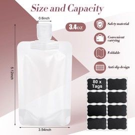 Funnymoom 72 Pcs Travel Pouches for Toiletries Bulk Leakproof Refillable Travel Size Containers TSA Approved Squeeze Empty Pouches Containers for Shampoo Conditioner Lotion Soap Liquids (100 ml)