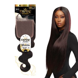 Sensationnel Empire bundle 4x4 closure - HD lace bundle weave hair large free parting lace frontal closure unprocessed human hair weave body wave - 12 inch (NATURAL)