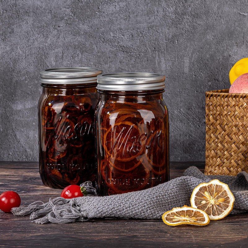 WELLIFE Amber Mason Jars, 9 Pack wide mouth mason jars