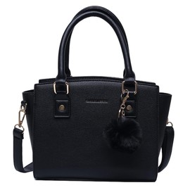 SHARE ITEMS Women's Shoulder Bag, Cross-Body Handbag, 2-Way Commuting, Stylish, PU Leather, Cute Bi-Color, Black