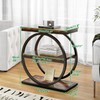 IBUYKE Narrow End Table with 3 Storage Shelves, Industrial Sofa