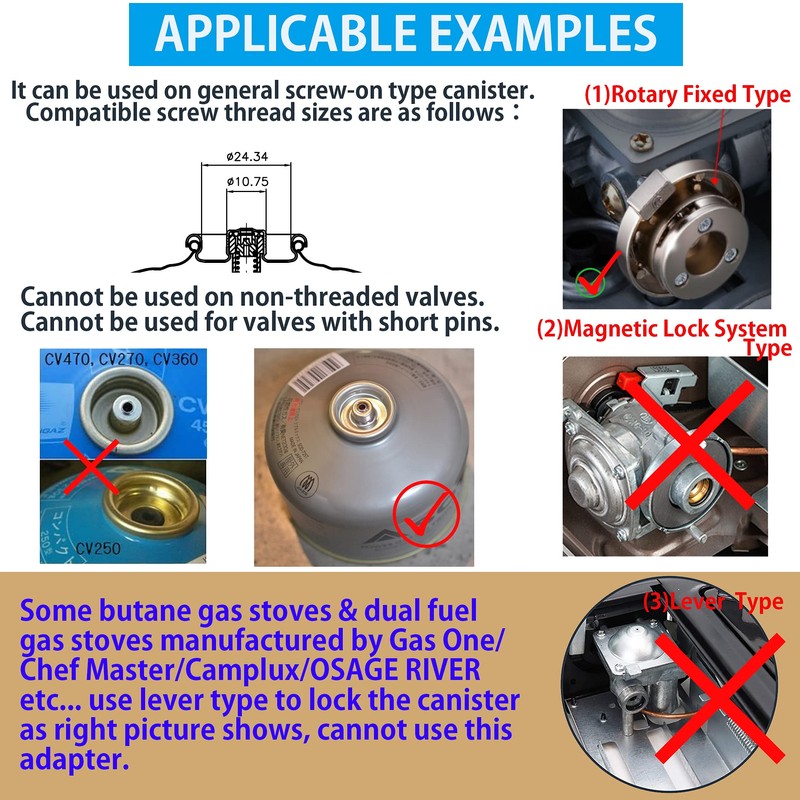CAMPINGMOON Camping Gas Stove Adapter convert EN417 Lindal Valve to