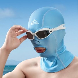 Gorros de natación, máscara de natación de protección UV de cara completa, cubierta de cabeza y cuello que protege de las medusas y otros insectos acu