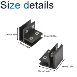 INCREWAY Glass Clamp 4 Pack Adjustable 90 Degree Glass Brackets Aluminum Alloy Glass Shelf Support Bracket Glass Holder Connector for 5-8mm Thick Glass Black INC-YF40-824-EU8